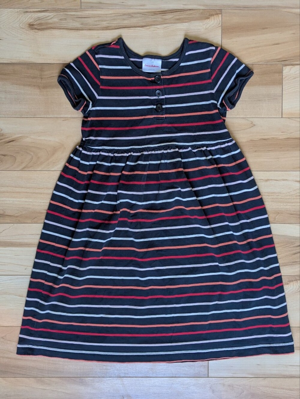 Hanna Andersson Stripe Autumn Dress Halloween Colors Black Orange Red Size 120